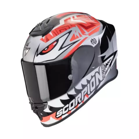 An image of a product called SCORPION EXO-R1 EVO AIR ZACCONE Replica Silver-Black-Red