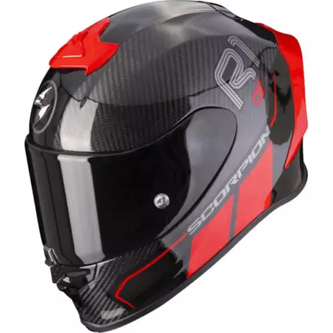 An image of a product called SCORPION EXO-R1 EVO CARBON CORPUS II Red