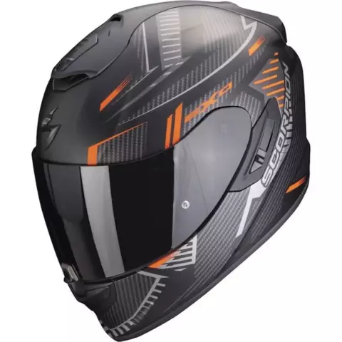 An image of a product called SCORPION EXO-1400 EVO AIR SHELL Matt Black-Orange