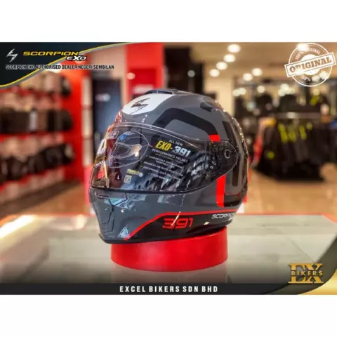 An image of a product called Scorpion EXO-391 Arok Grey-Red-Black – XXL